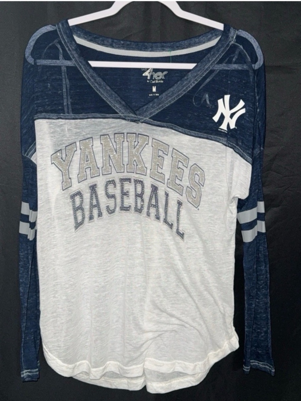 Women's New York Yankees Long Sleeve Tee - Navy & White